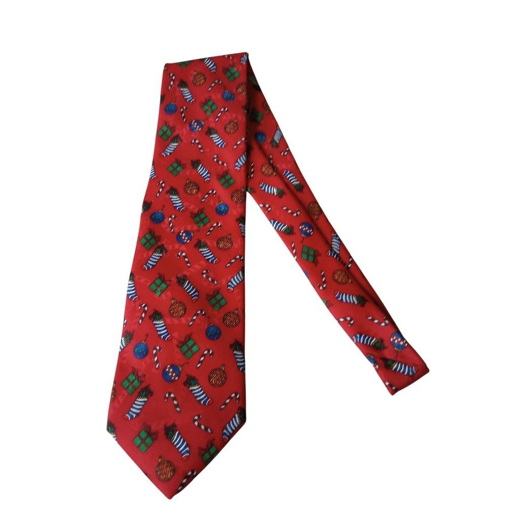 Hallmark Yule Tie Greetings Mens Red Christmas Stocking Ornament Tie By MMG USA - Picture 2 of 4